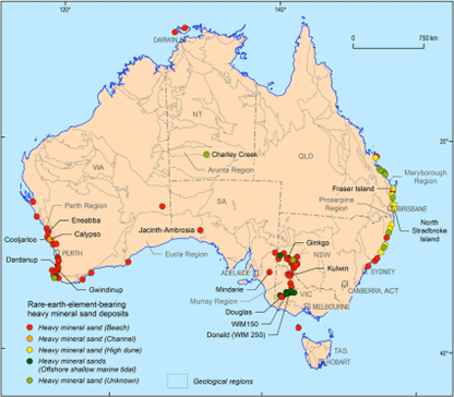 Extracción de arena mineral en Australia