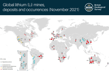 Distribución de la mina de litio